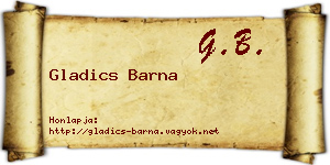 Gladics Barna névjegykártya