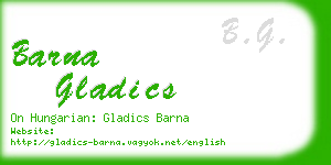 barna gladics business card